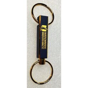 Vintage Nationwide Insurance Quick Release Pull Apart Keychain Gold Tone Blue VT